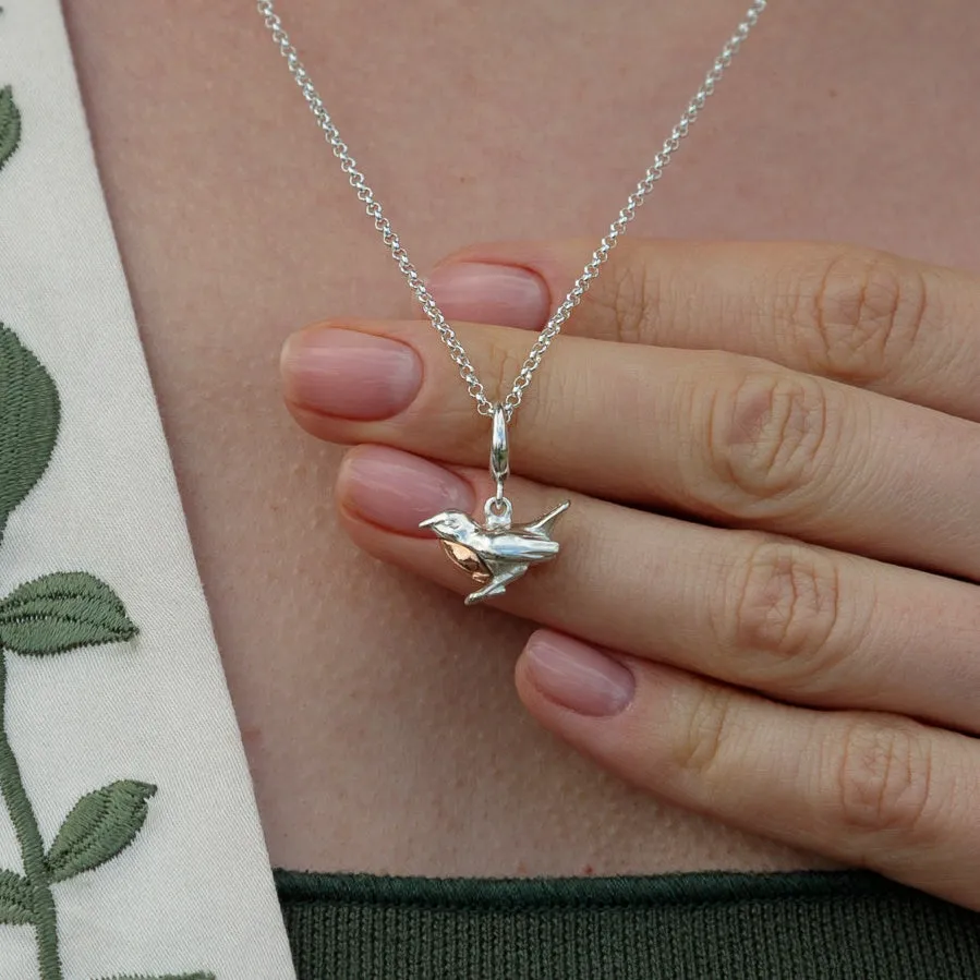 Silver Robin Bird Charm Necklace sold by Lily Charmed product image thumbnail 2
