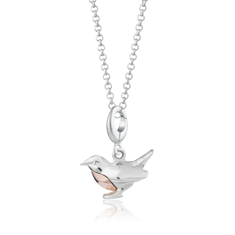 Silver Robin Bird Charm Necklace sold by Lily Charmed
