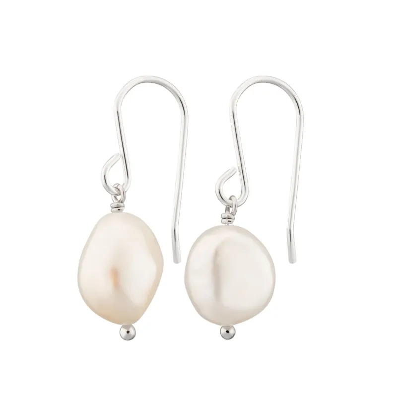 Silver Baroque Pearl Hook Earrings sold by Lily Charmed