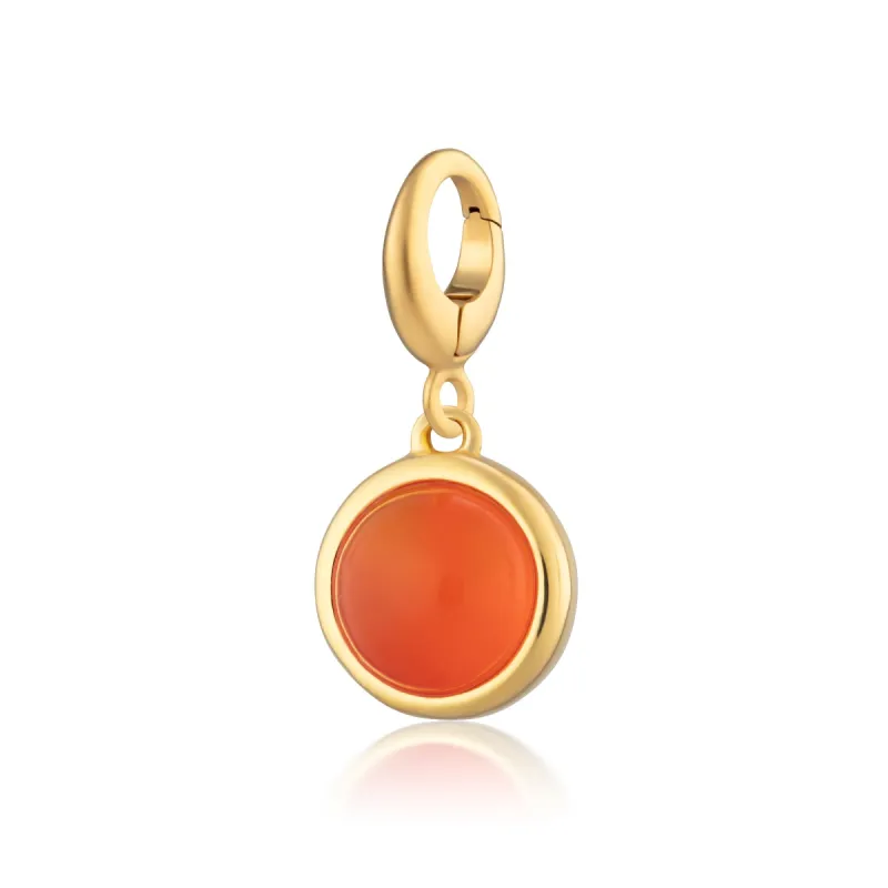 Gold Plated Orange Agate Healing Stone Charm (Harmony) sold by Lily Charmed