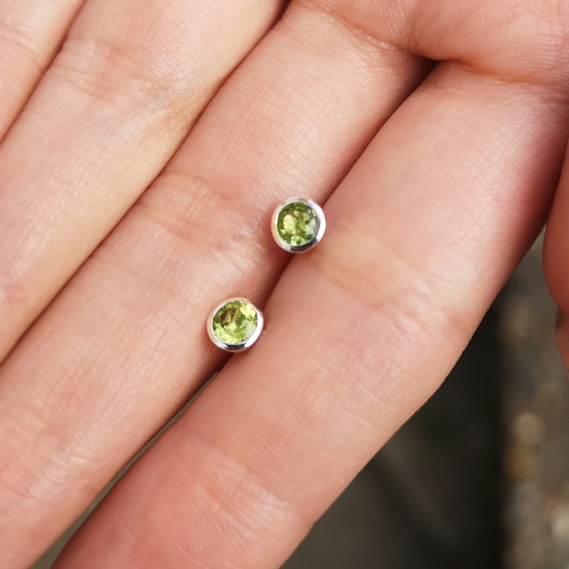 August Birthstone Stud Earrings (Peridot) sold by Lily Charmed product image thumbnail 2
