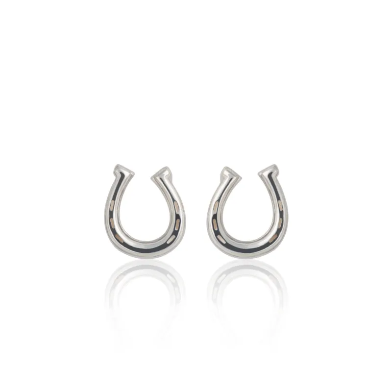 Silver Lucky Horseshoe Stud Earrings sold by Lily Charmed