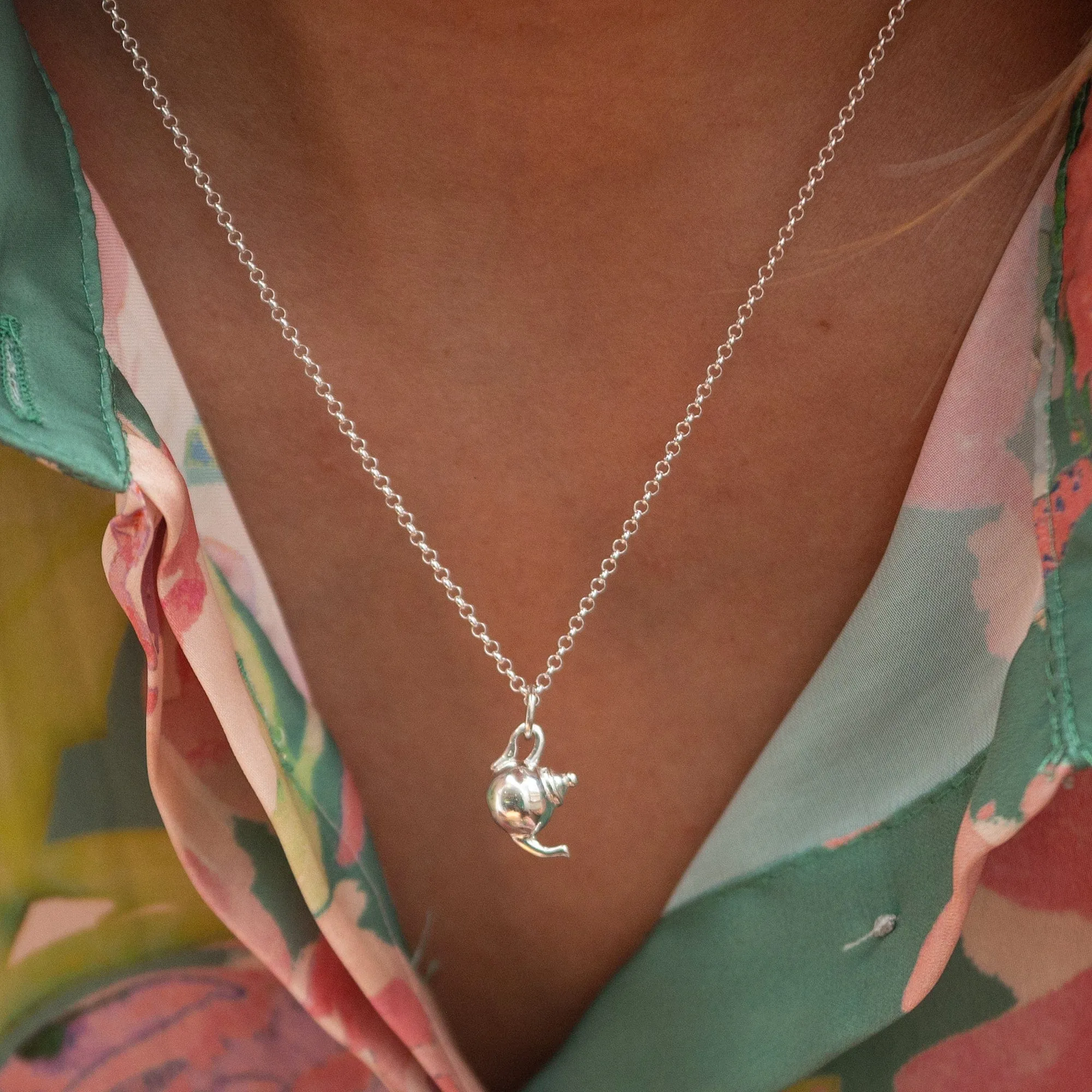 Silver Teapot Jewellery Set With Stud Earrings sold by Lily Charmed product image thumbnail 2