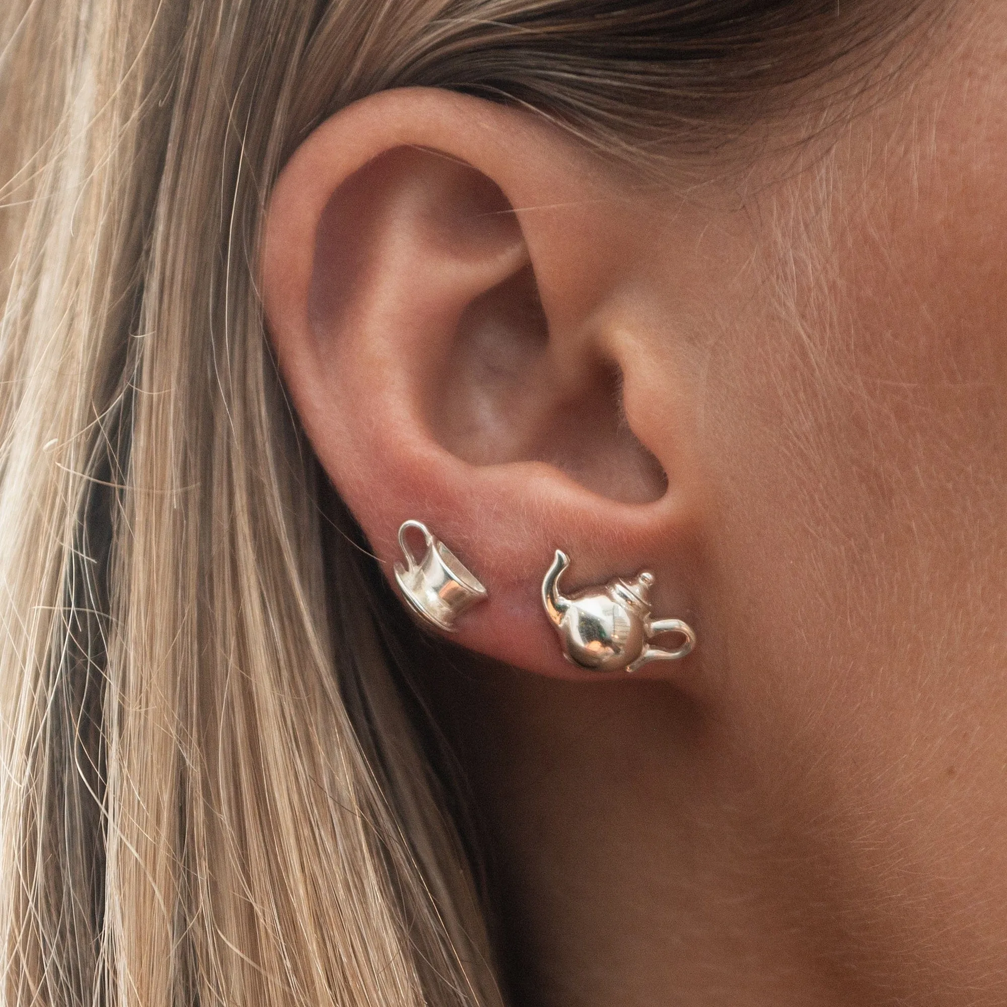 Silver Teapot Jewellery Set With Stud Earrings sold by Lily Charmed product image thumbnail 3