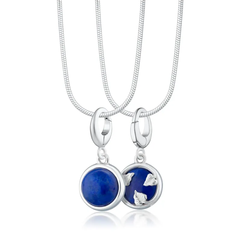 Silver Blue Lapis Healing Stone Charm Necklace (Wisdom) sold by Lily Charmed