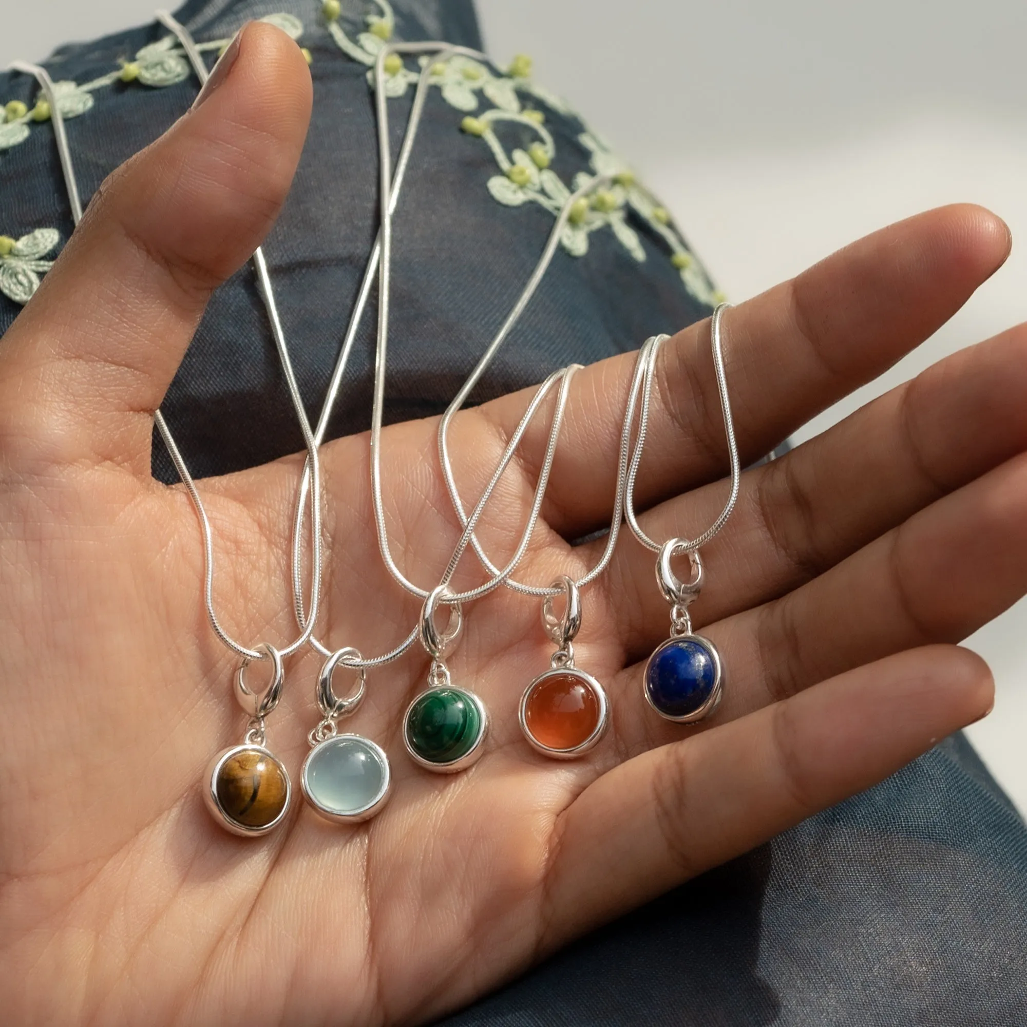 Silver Blue Lapis Healing Stone Charm Necklace (Wisdom) sold by Lily Charmed product image thumbnail 2