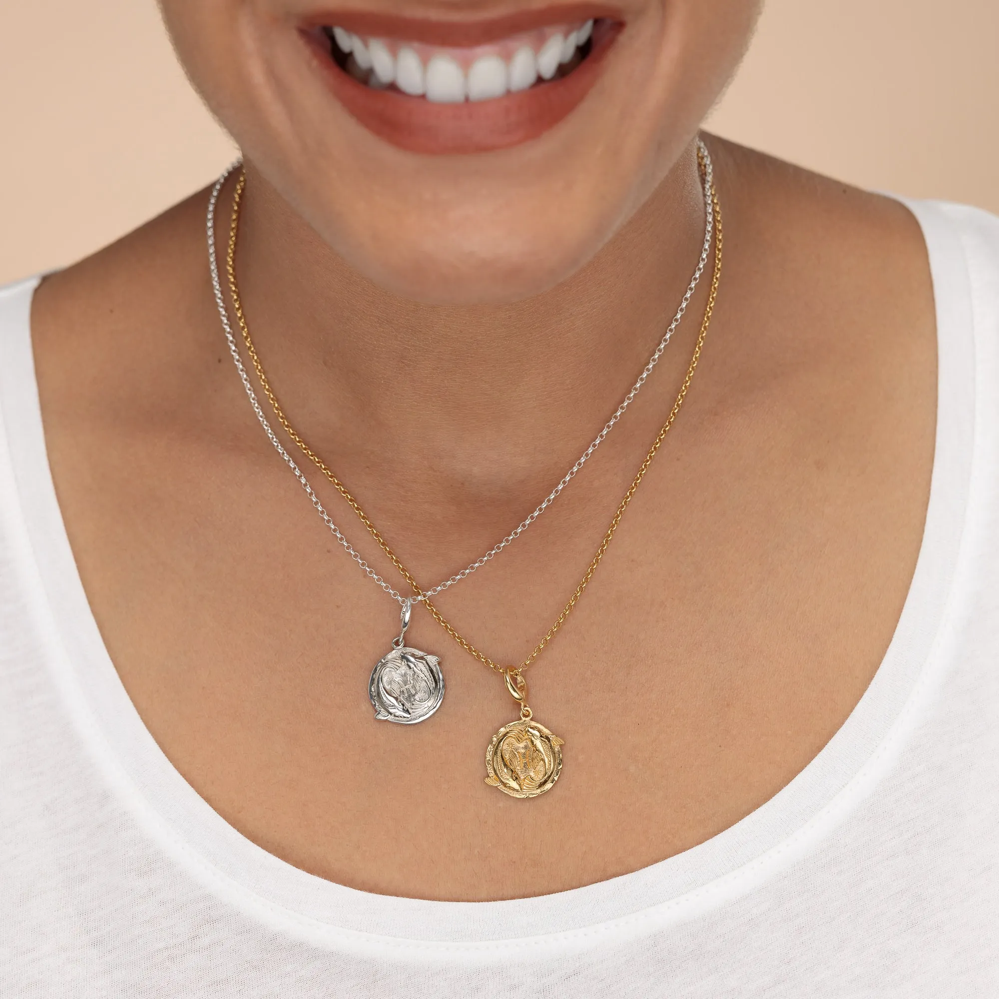 Engraved Silver Pisces Zodiac Charm Necklace sold by Lily Charmed product image thumbnail 3