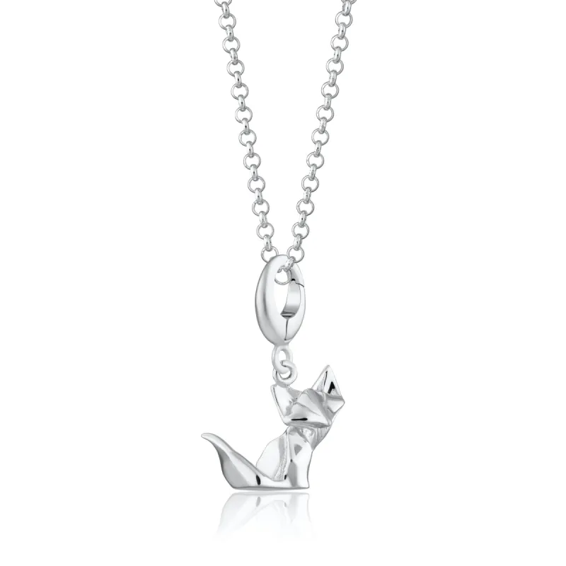 Silver Origami Fox Charm Necklace sold by Lily Charmed