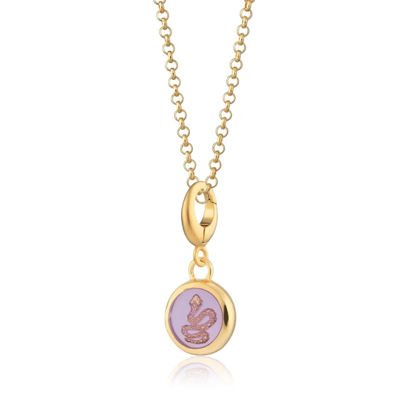 Gold Purple Snake Resin Capture Charm Necklace sold by Lily Charmed