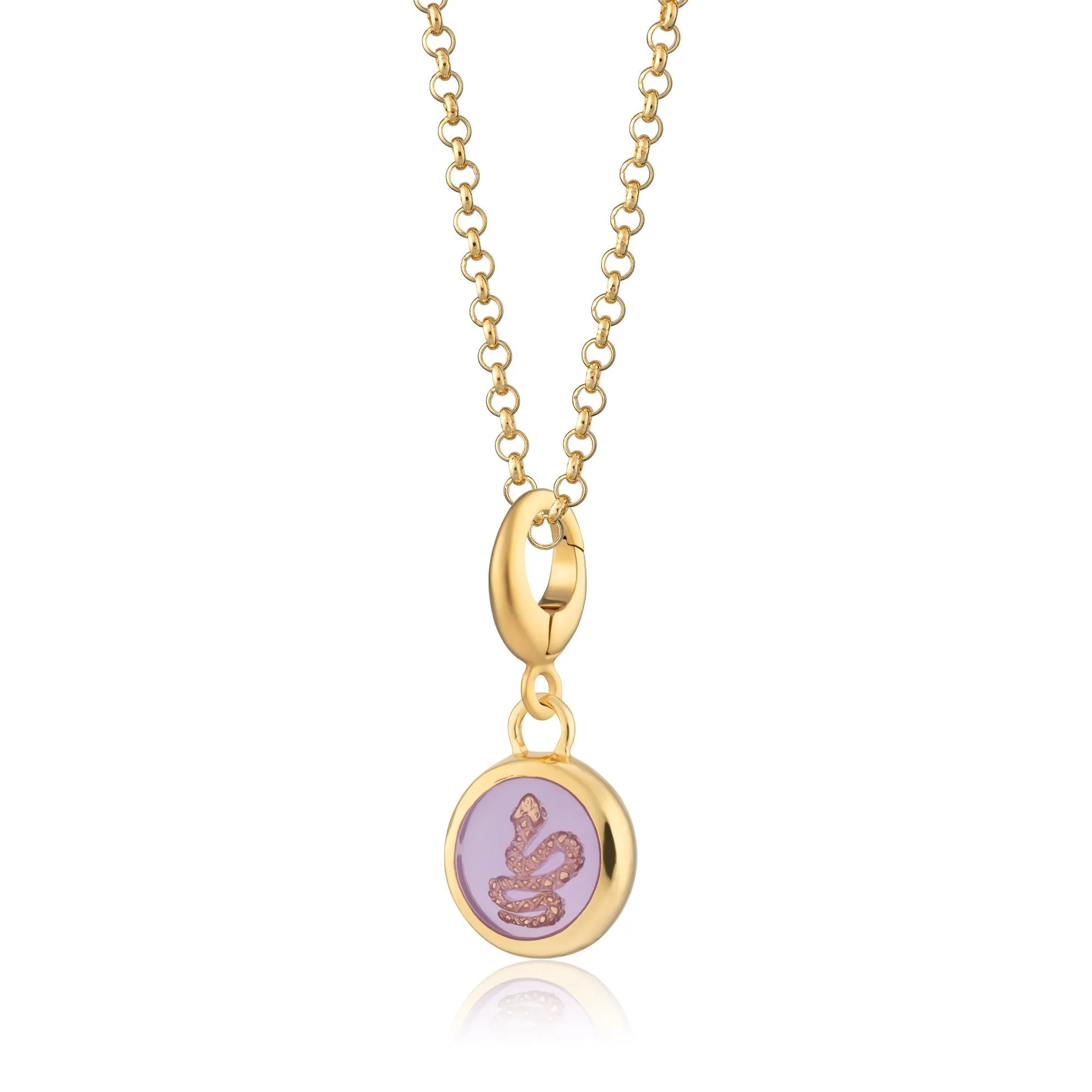 Gold Purple Snake Resin Capture Charm Necklace sold by Lily Charmed