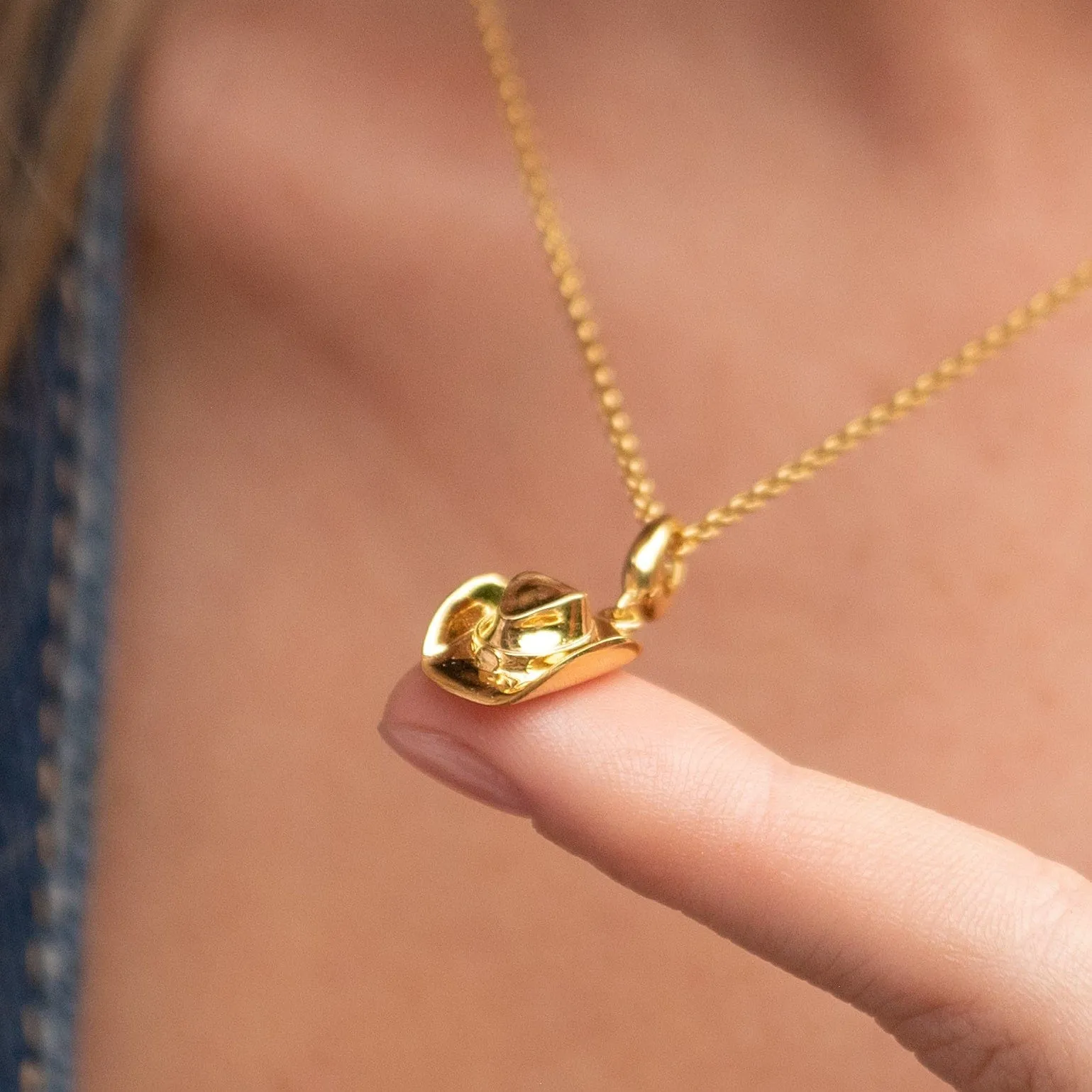 Gold Cowboy Hat Charm Necklace sold by Lily Charmed product image thumbnail 2