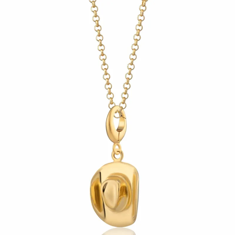 Gold Cowboy Hat Charm Necklace made by Lily Charmed