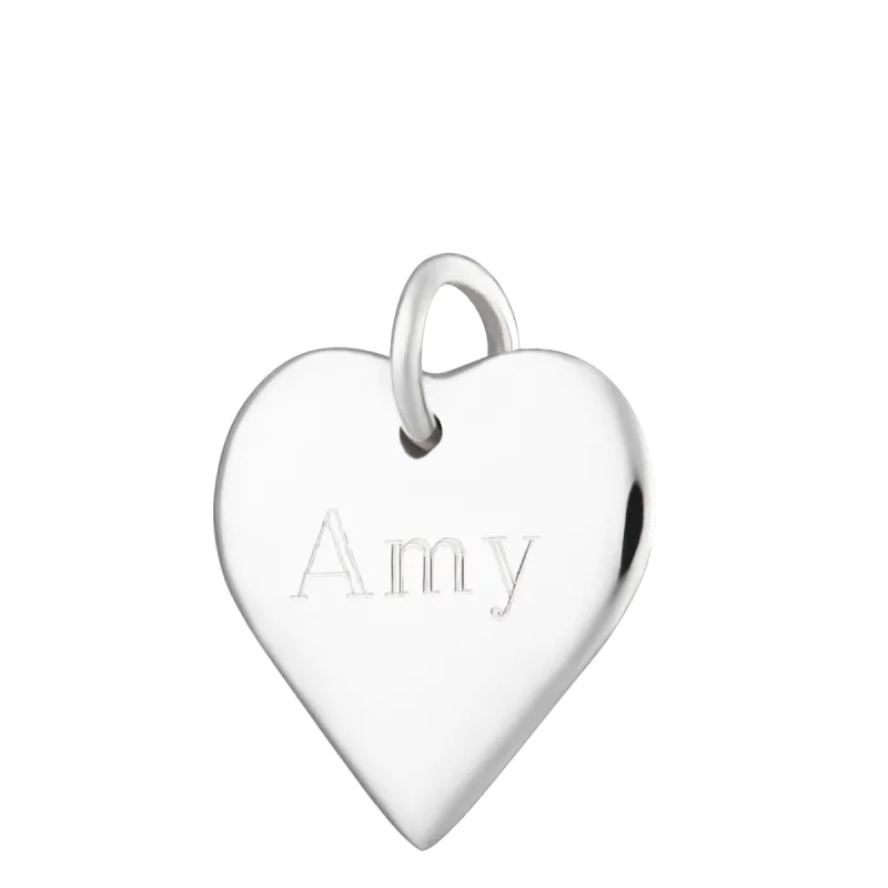 Engraved Silver Heart Charm (Medium) sold by Lily Charmed
