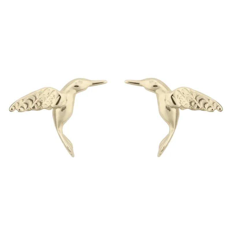 Gold Plated Hummingbird Stud Earrings sold by Lily Charmed