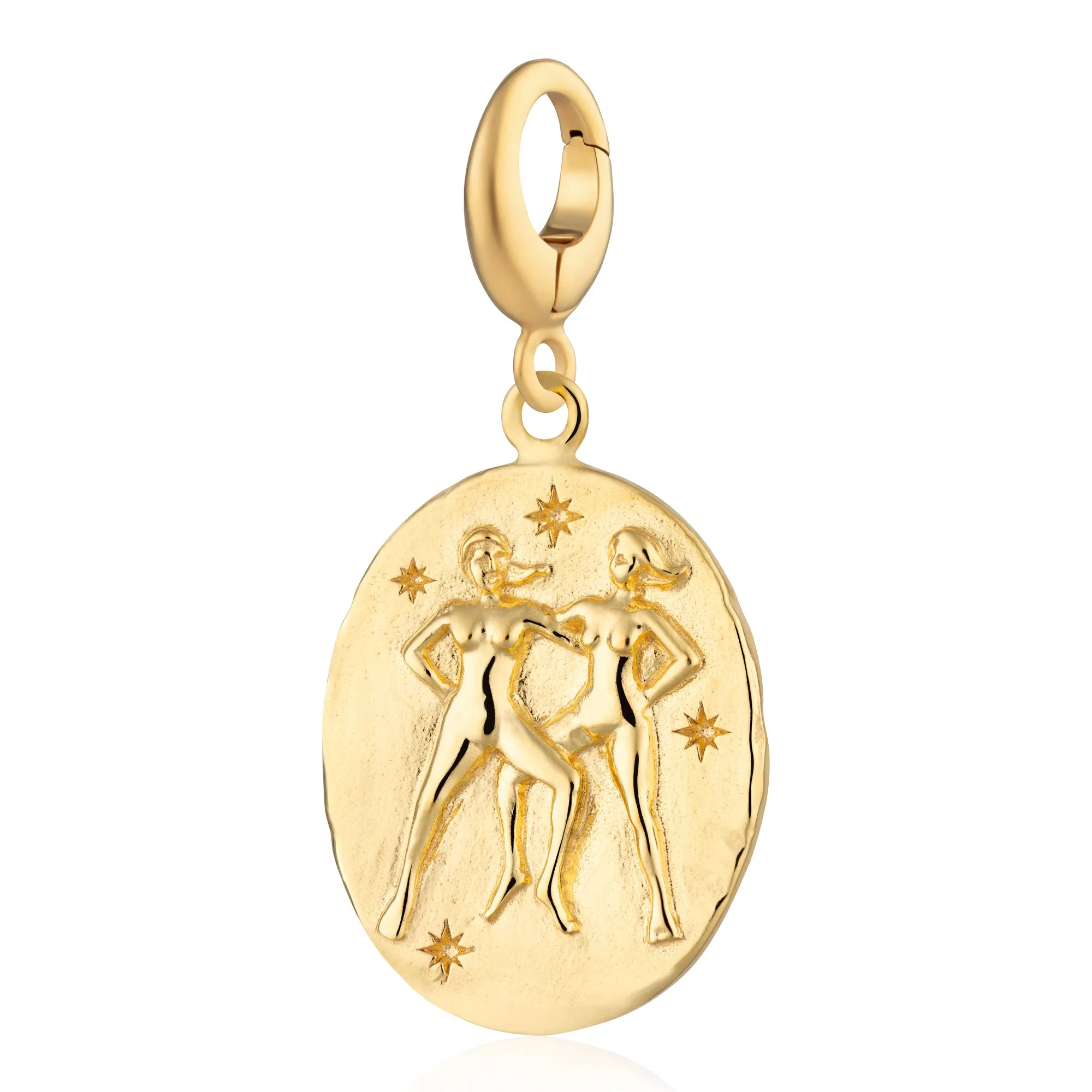 Engraved Gold Plated Gemini Zodiac Charm sold by Lily Charmed