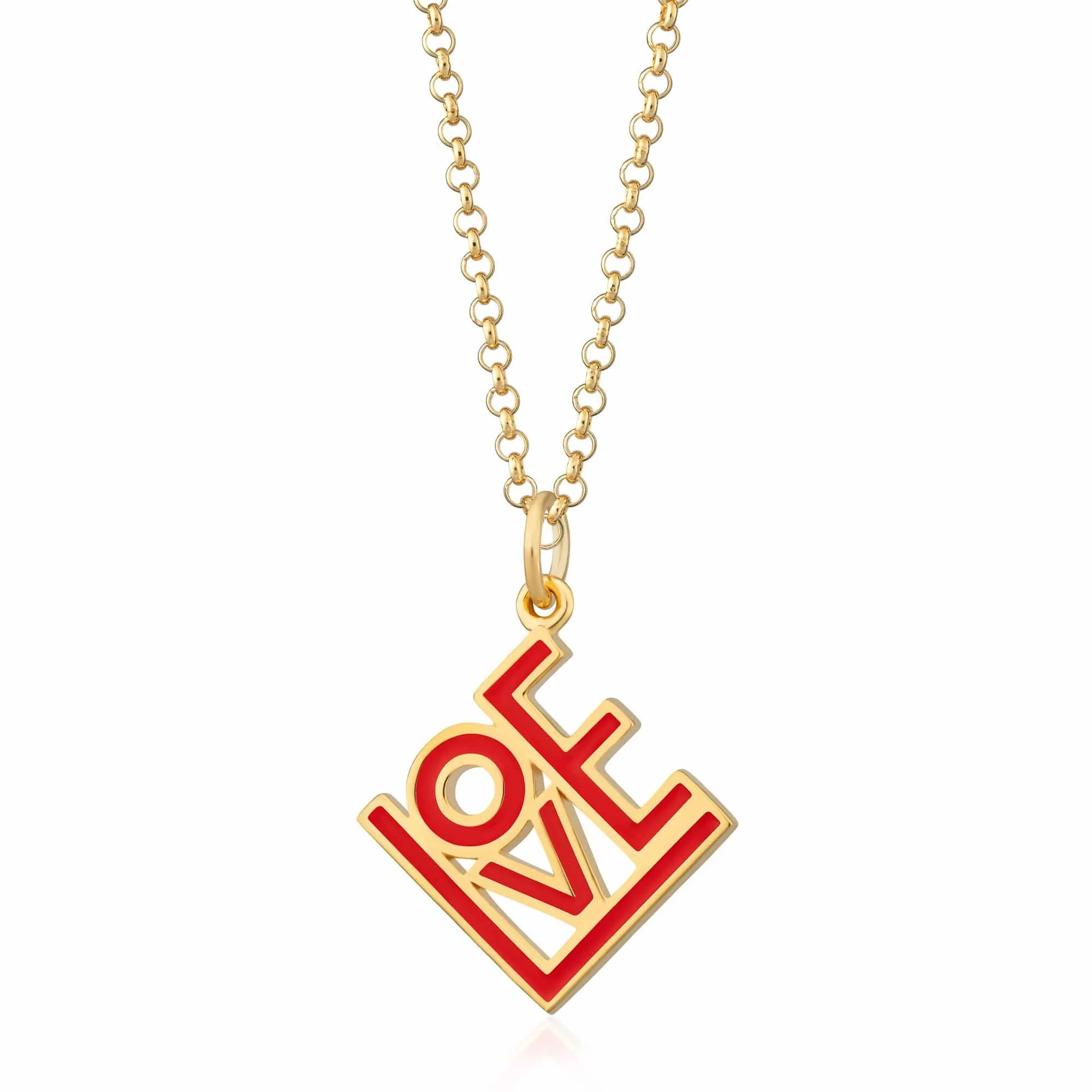 Gold Plated LOVE Necklace (Red) sold by Lily Charmed