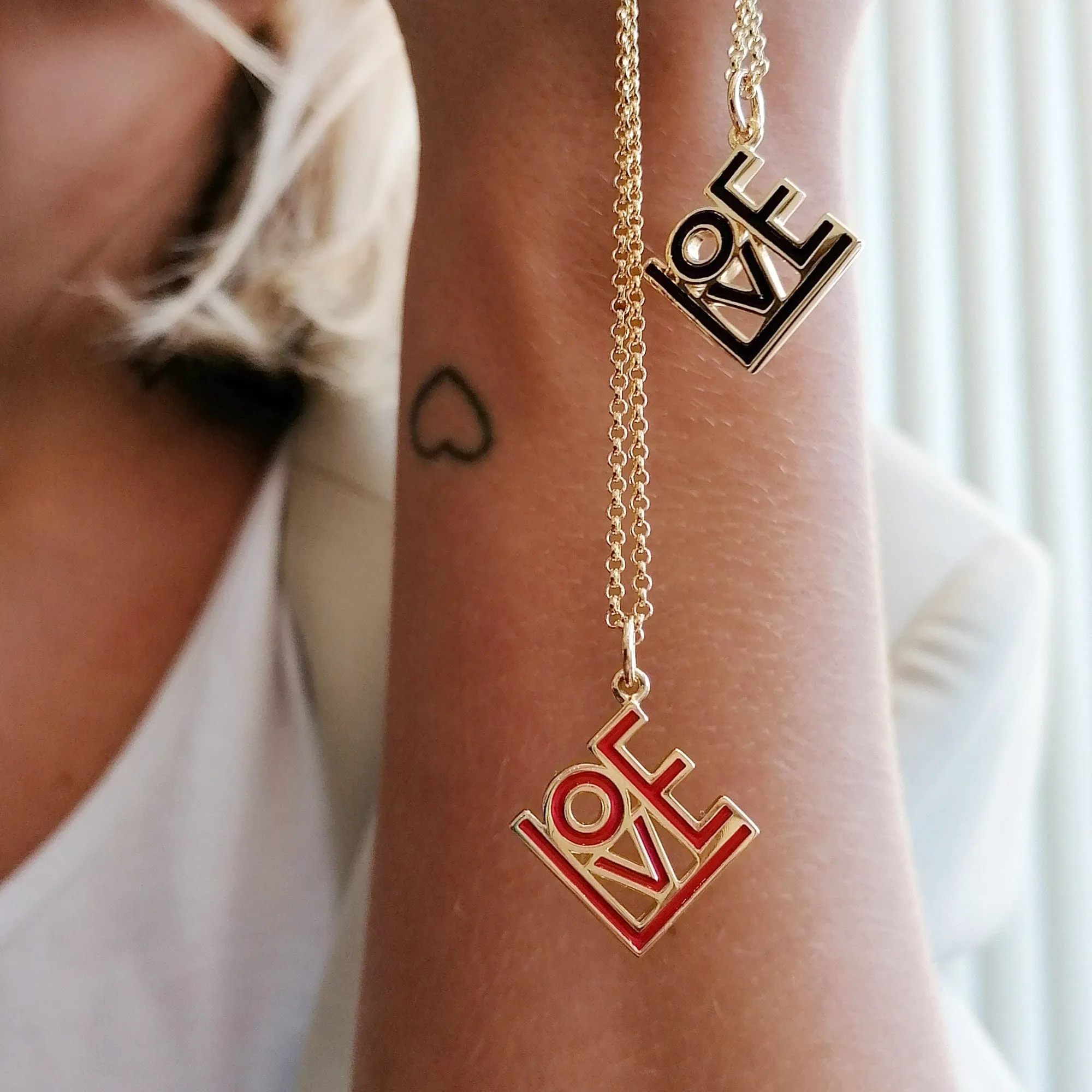 Gold Plated LOVE Necklace (Red) sold by Lily Charmed product image thumbnail 3