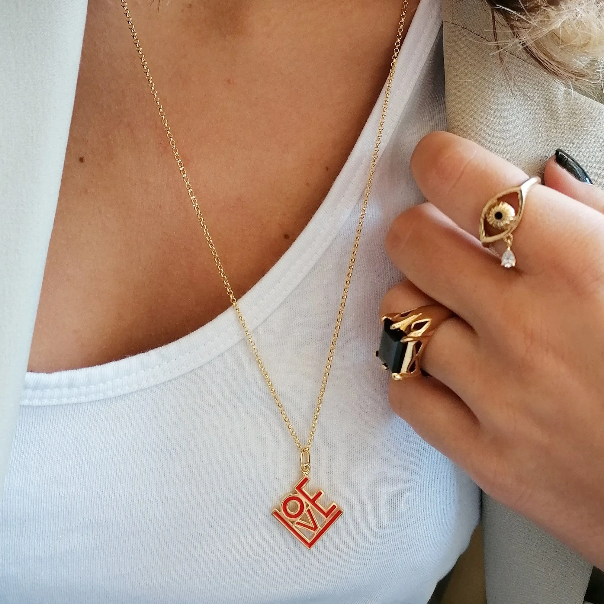 Gold Plated LOVE Necklace (Red) sold by Lily Charmed product image thumbnail 2