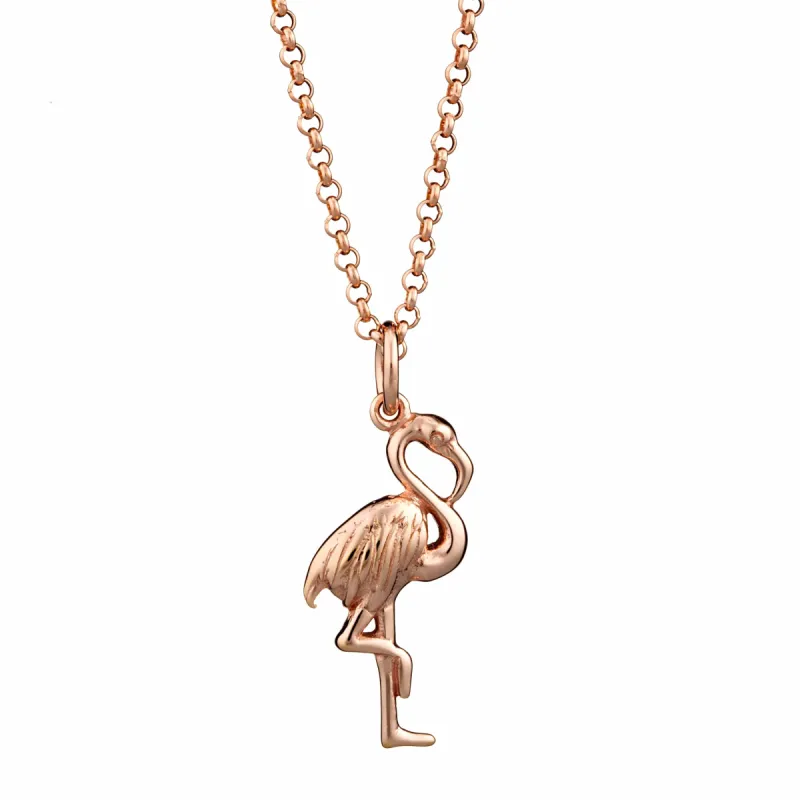 Rose Gold Plated Flamingo Necklace sold by Lily Charmed