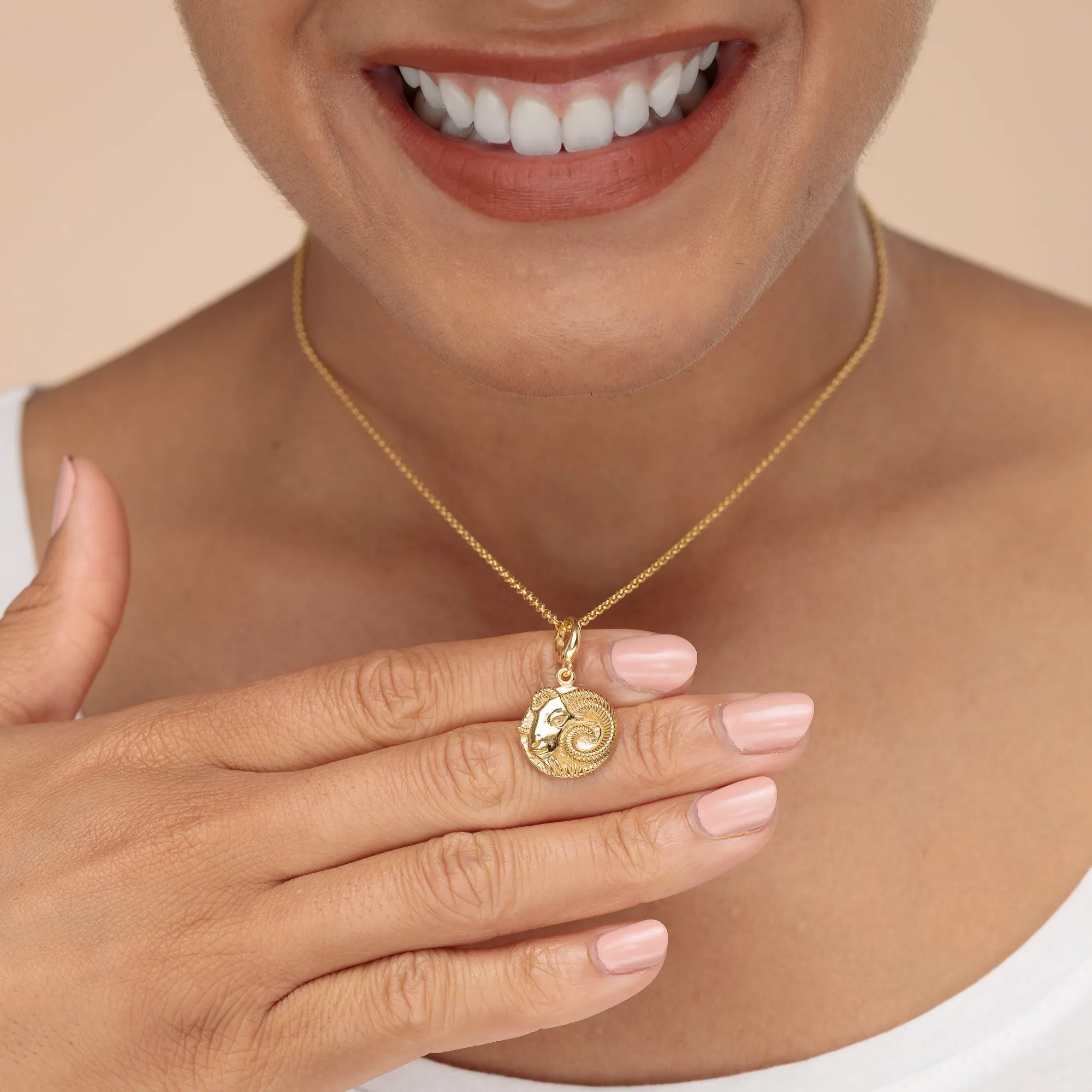 Engraved Gold Aries Zodiac Charm Necklace sold by Lily Charmed product image thumbnail 3