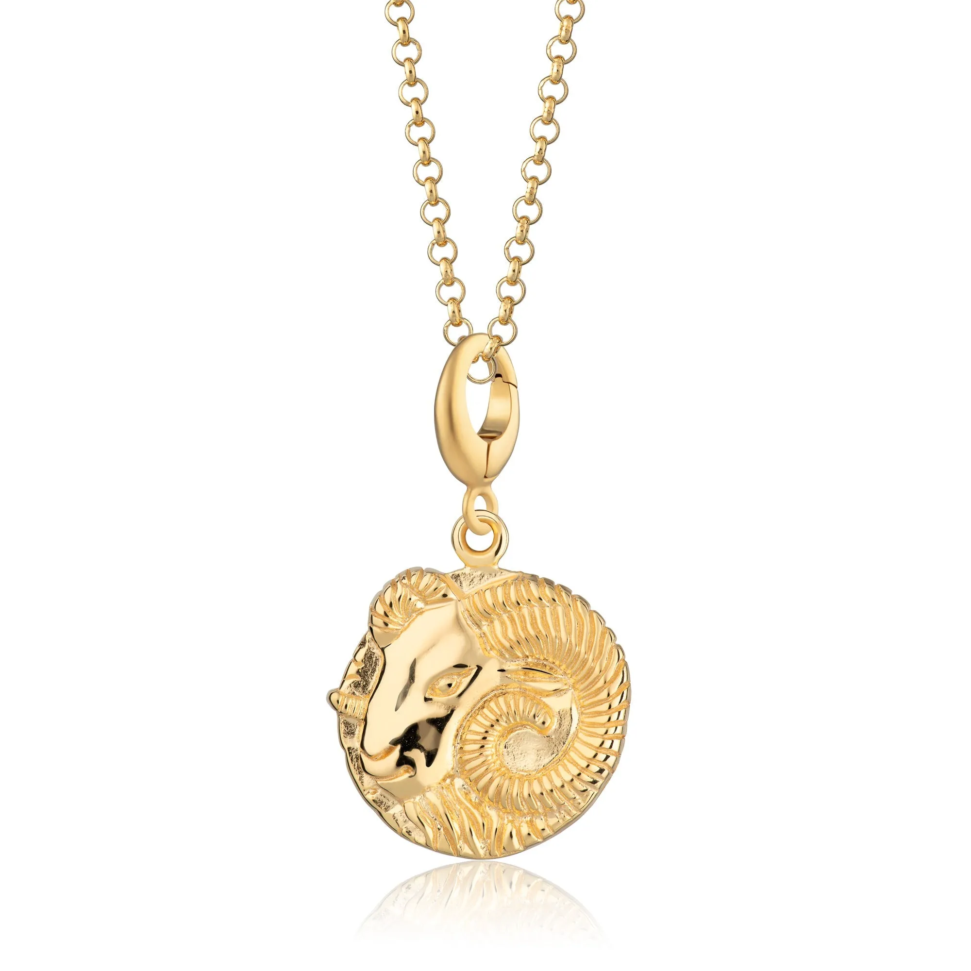 Engraved Gold Aries Zodiac Charm Necklace sold by Lily Charmed