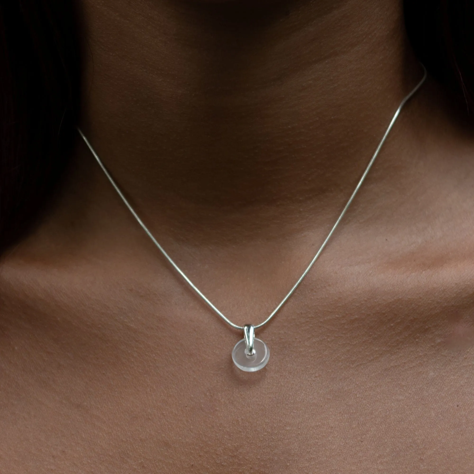 Silver Clear Spinning Disc Necklace sold by Lily Charmed product image thumbnail 2