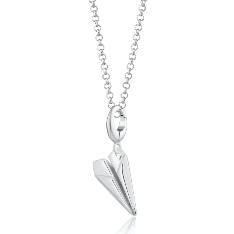 Silver Paper Plane Charm Necklace sold by Lily Charmed