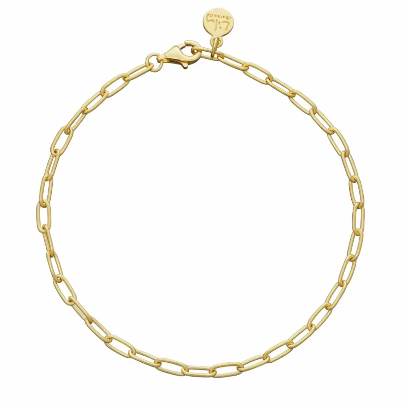 Gold Plated Oval Link Charm Bracelet sold by Lily Charmed