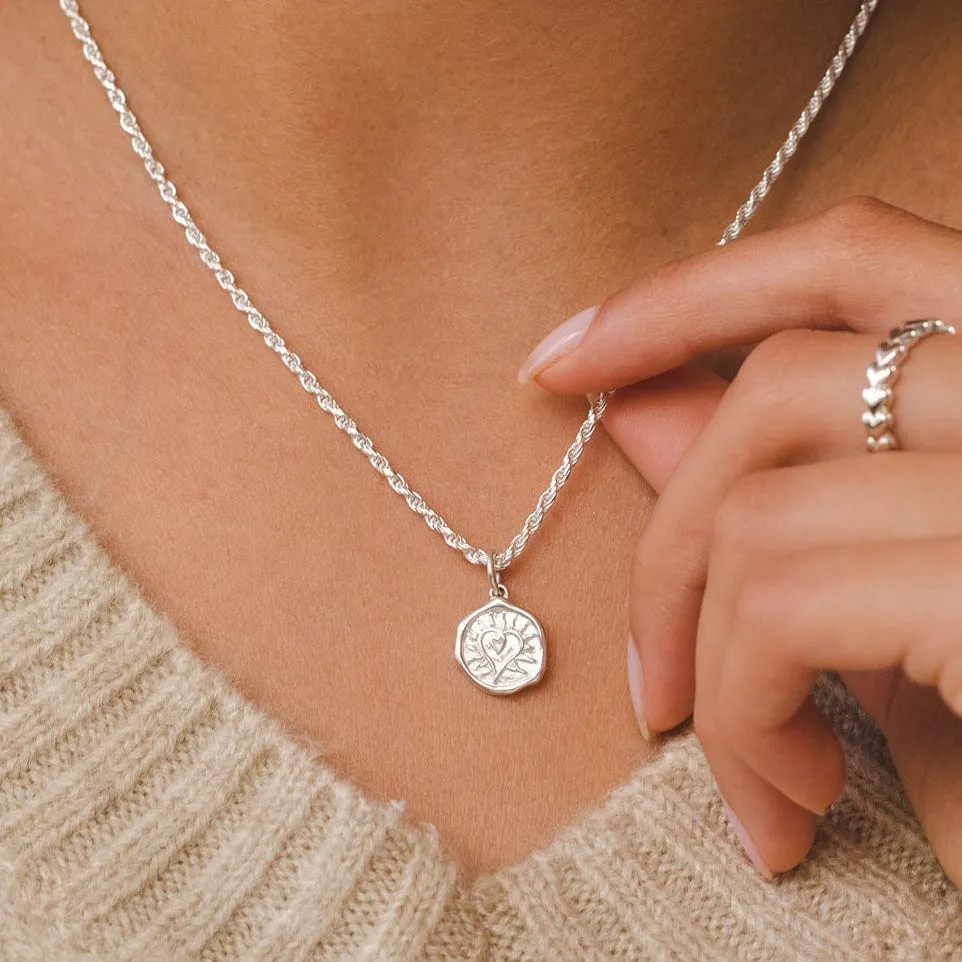 Engraved Silver Manifest Love Charm Necklace sold by Lily Charmed product image thumbnail 2