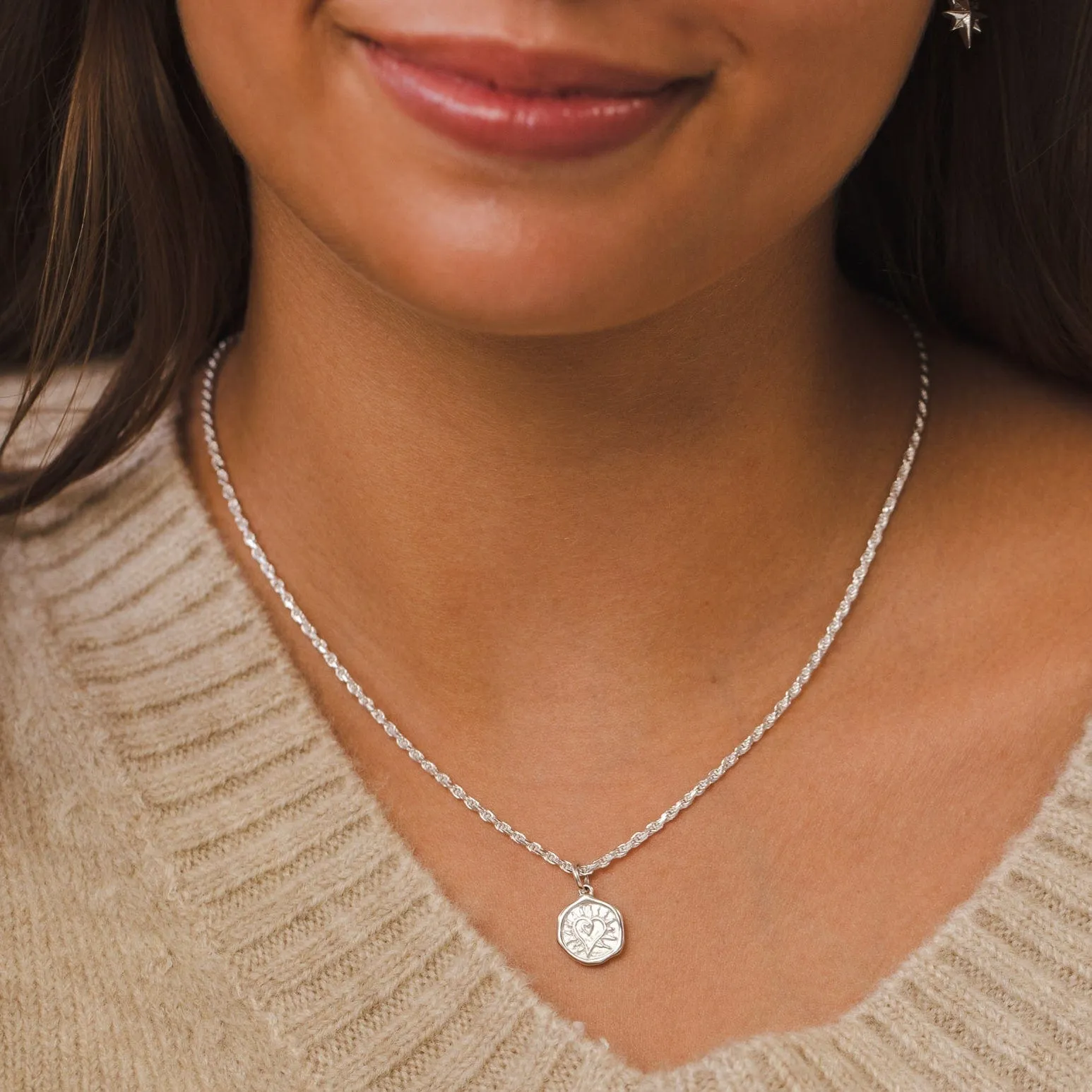 Engraved Silver Manifest Love Charm Necklace sold by Lily Charmed product image thumbnail 3