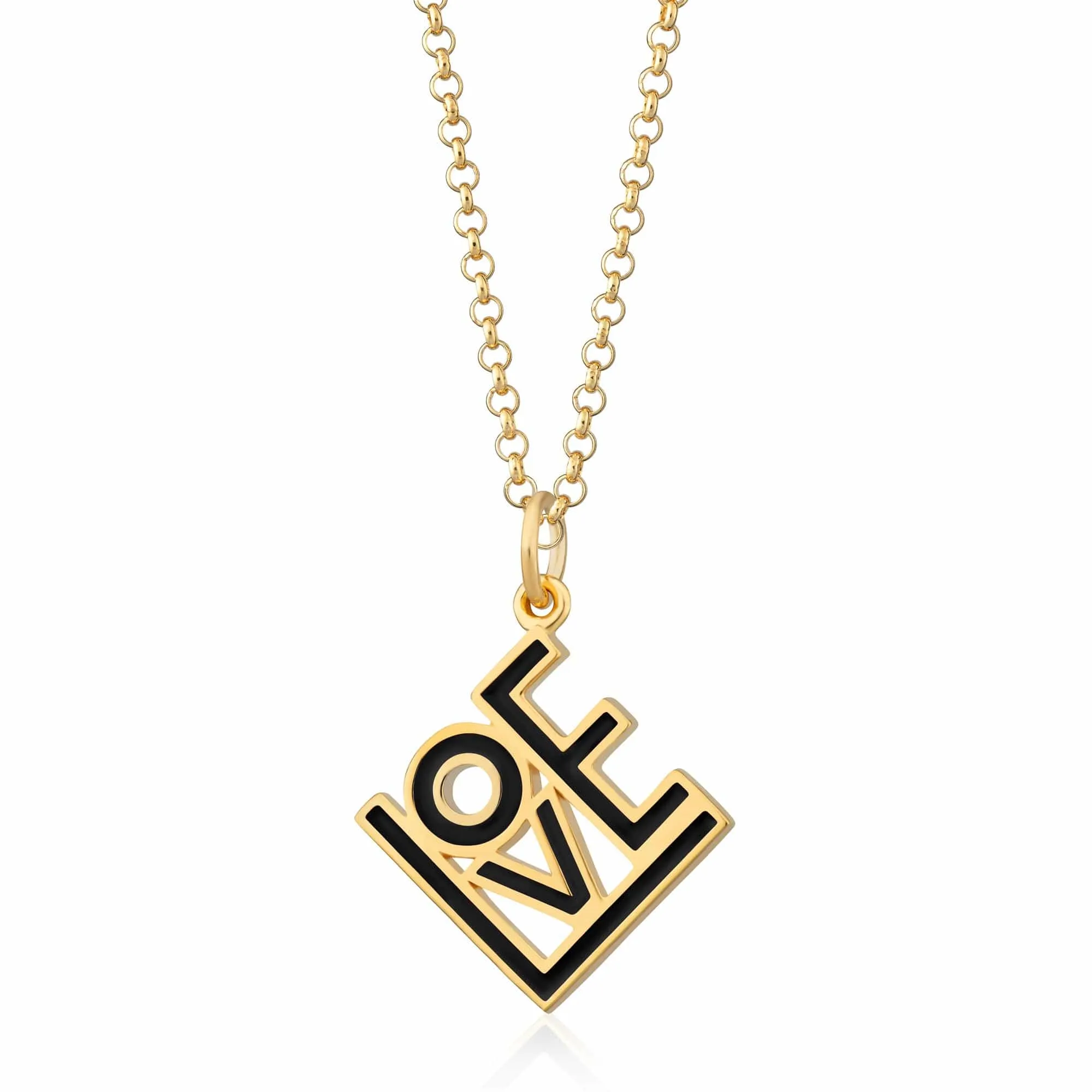 Gold LOVE Charm Necklace (Black) sold by Lily Charmed