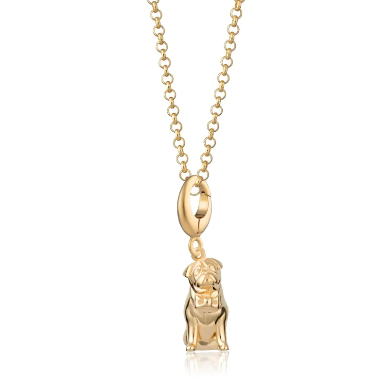 Gold Pug Charm Necklace sold by Lily Charmed