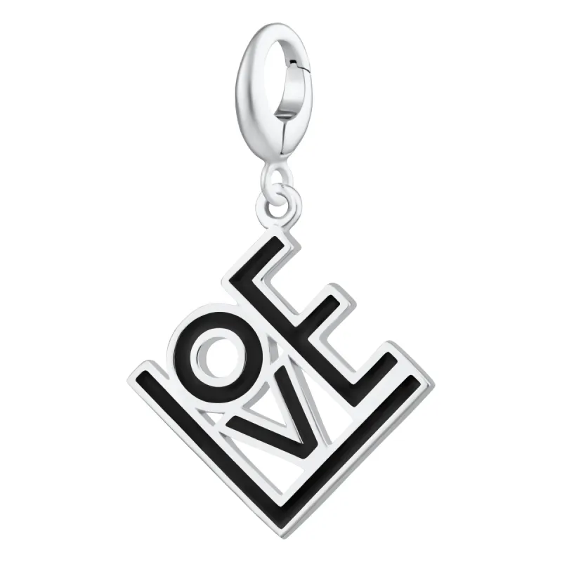 Silver LOVE Charm (Black) sold by Lily Charmed