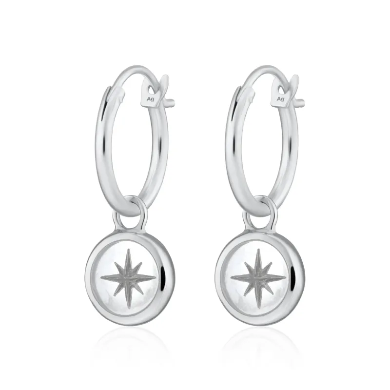 Silver White Star Resin Charm Hoop Earrings sold by Lily Charmed