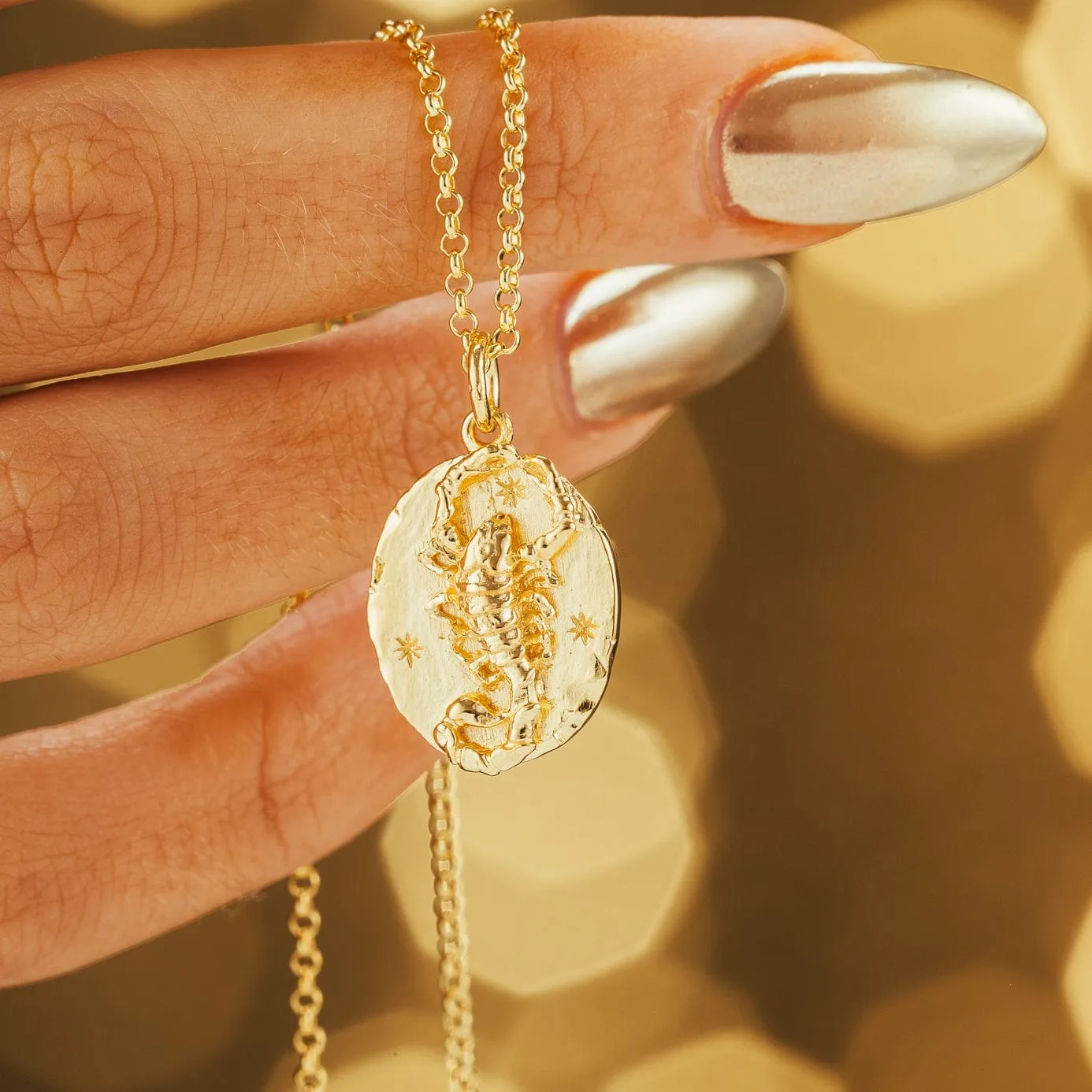 Engraved Gold Scorpio Zodiac Charm Necklace sold by Lily Charmed product image thumbnail 4