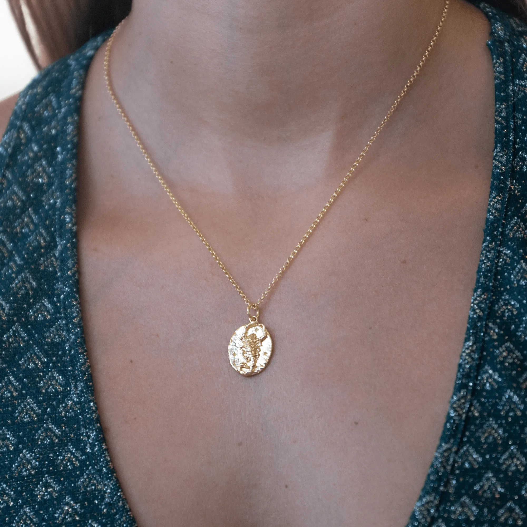 Engraved Gold Scorpio Zodiac Charm Necklace sold by Lily Charmed product image thumbnail 3