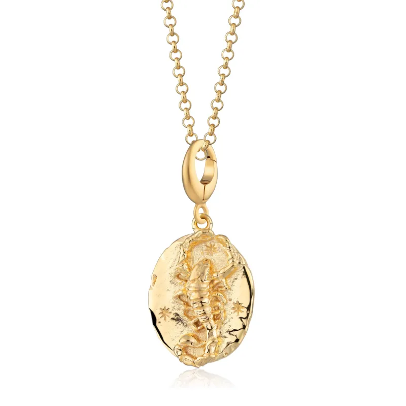Engraved Gold Plated Scorpio Zodiac Necklace sold by Lily Charmed