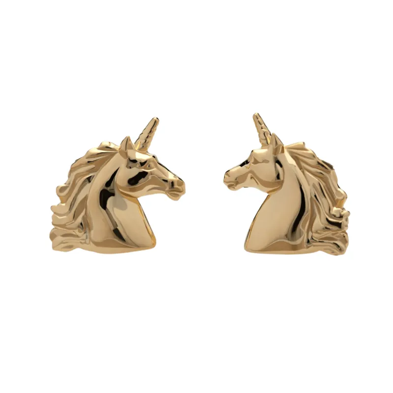 Gold Plated Unicorn Stud Earrings sold by Lily Charmed
