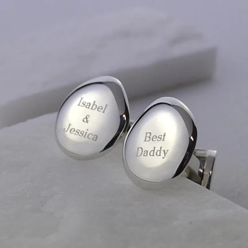 Engraved Silver Classic Cufflinks sold by Lily Charmed