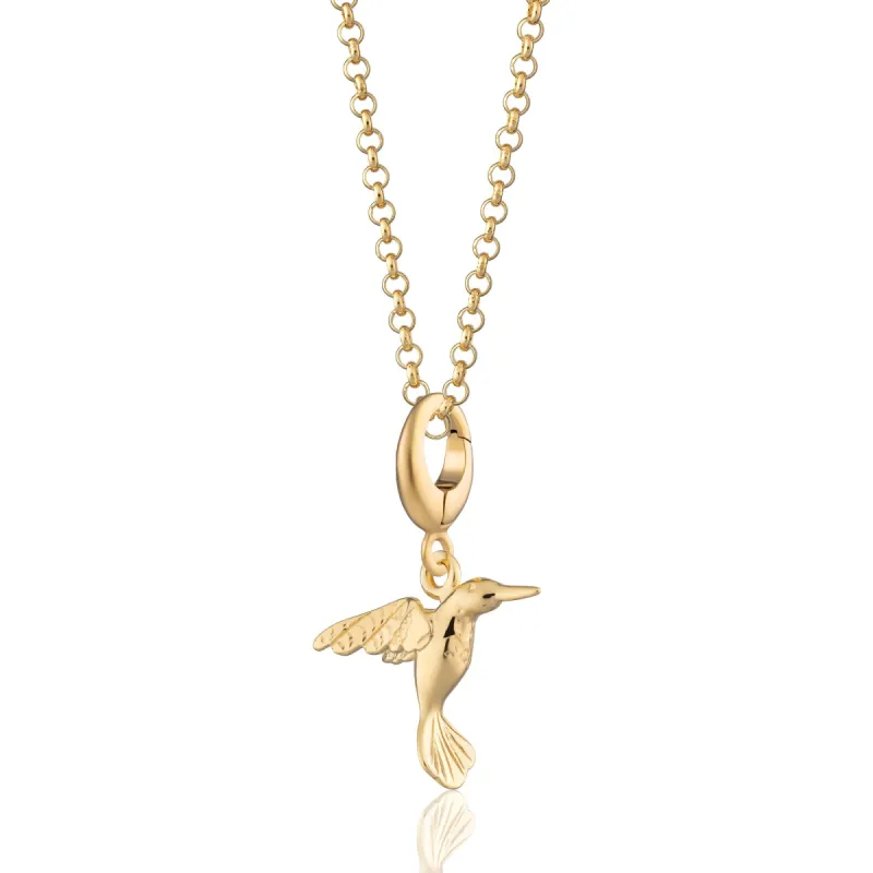 Gold Hummingbird Charm Necklace sold by Lily Charmed