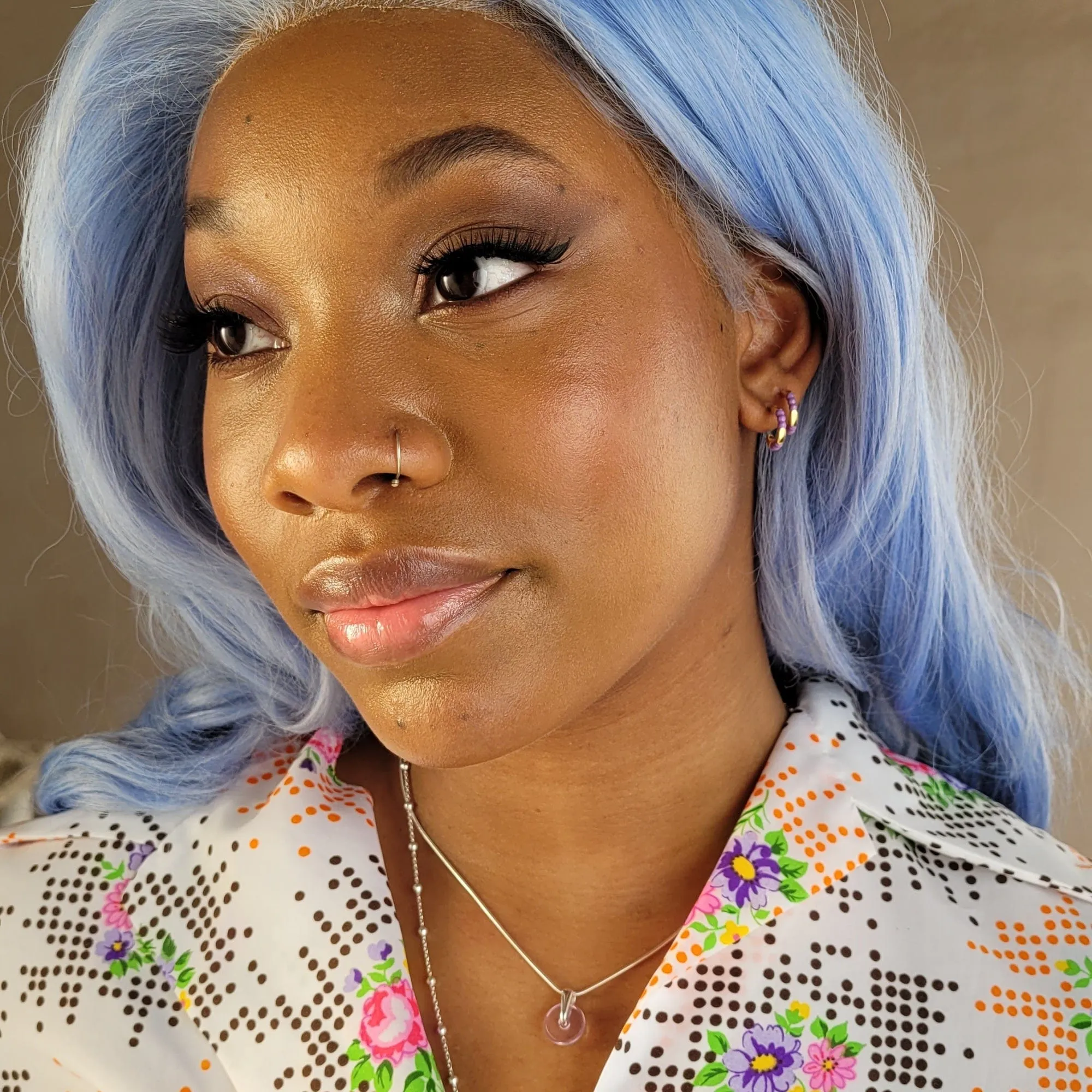 Silver Enamel Dot Huggie Hoop Earrings sold by Lily Charmed product image thumbnail 4