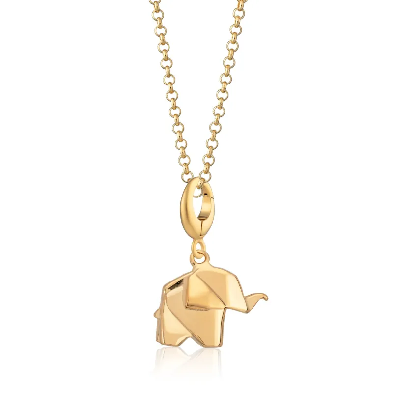 Gold Plated Origami Elephant Necklace sold by Lily Charmed