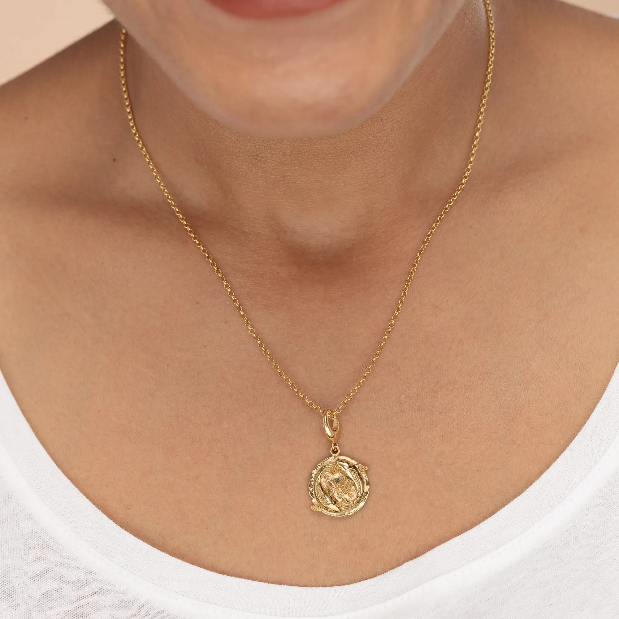 Engraved Gold Pisces Zodiac Charm Necklace sold by Lily Charmed product image thumbnail 2