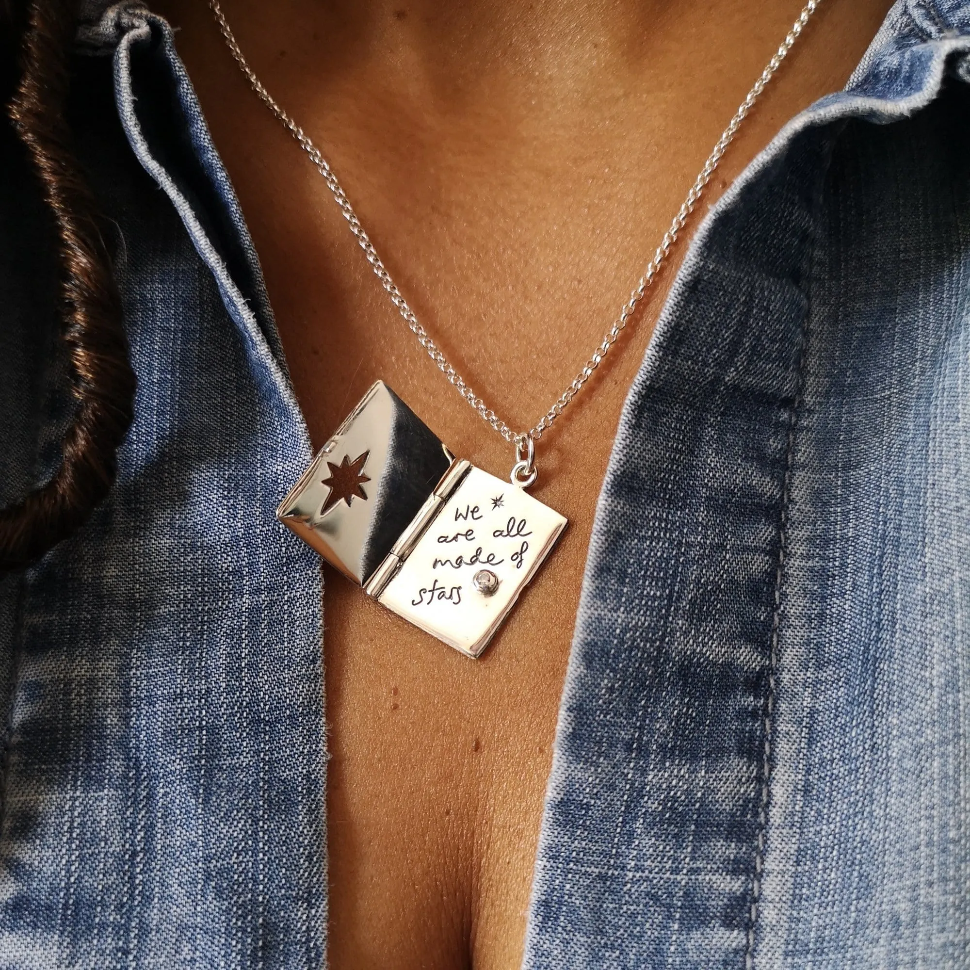 Silver Celestial Locket Necklace sold by Lily Charmed product image thumbnail 5