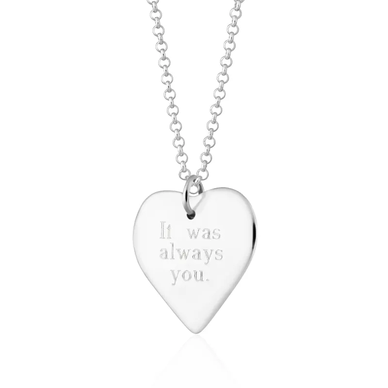 Engraved Silver Heart Necklace (Large) sold by Lily Charmed