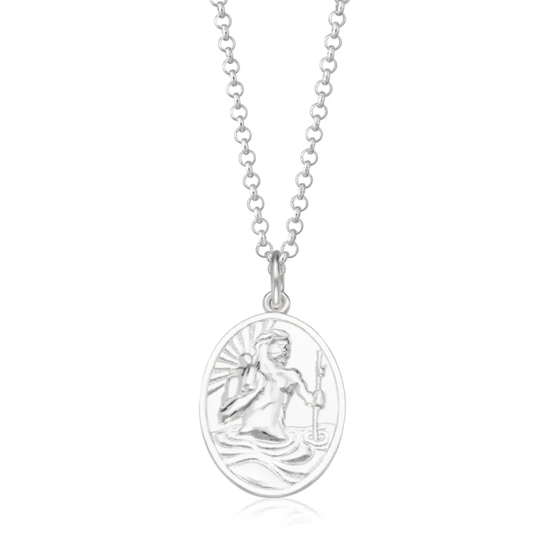 Engraved Silver St Christopher Charm Necklace made by Lily Charmed