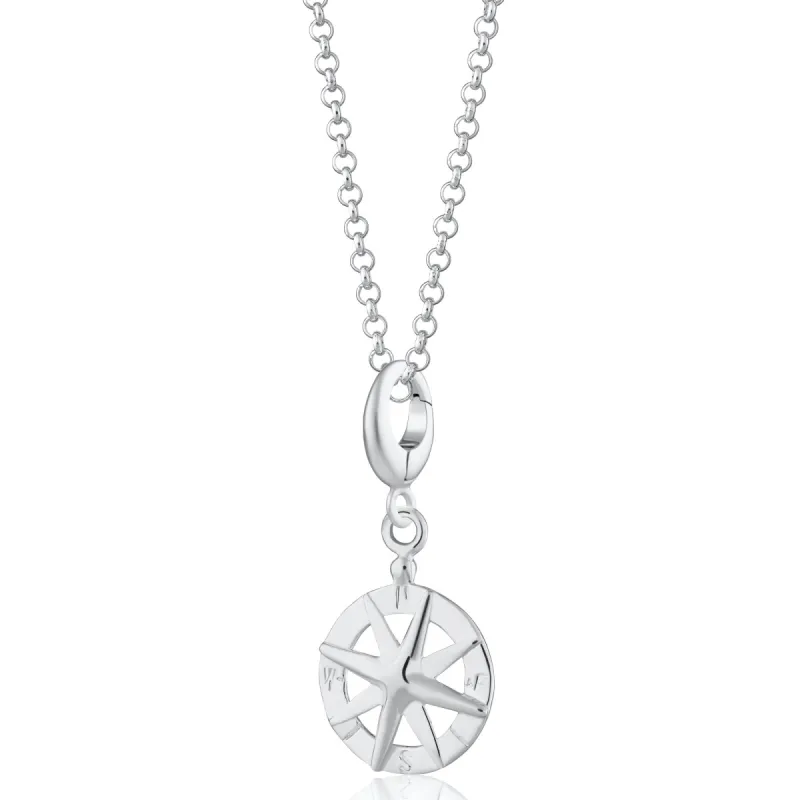 Silver Compass Charm Necklace sold by Lily Charmed