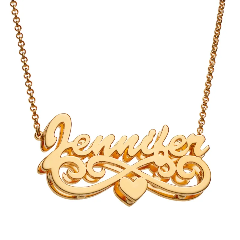Personalized 14K Gold over Sterling Double Nameplate Necklace sold by Limoges Jewelry