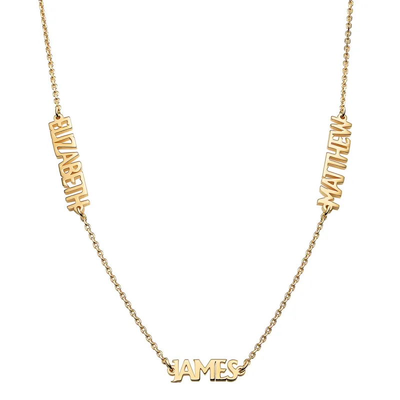 14K Gold over Sterling Petite Uppercase 3 Name Station Necklace sold by Limoges Jewelry