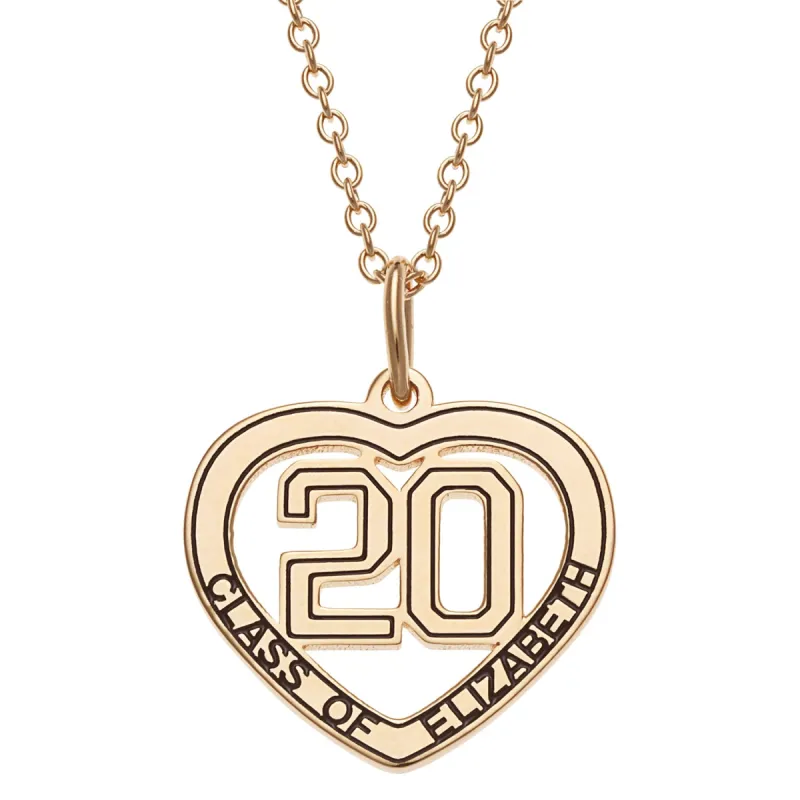 14K Gold over Sterling Name and Class of Heart Necklace sold by Limoges Jewelry